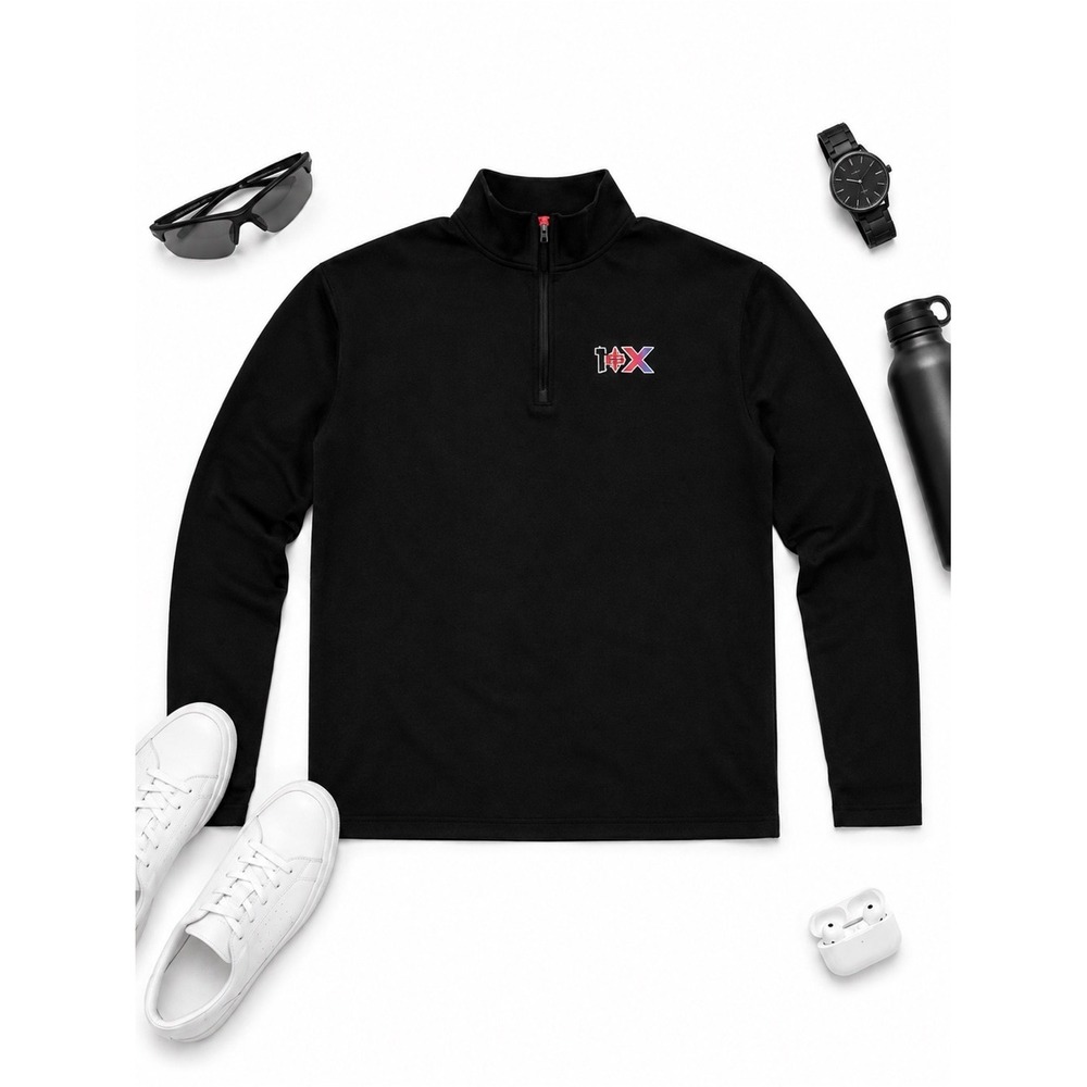 IOX Black Quarter Zip Pullover Men's Medium Performance Golf Athletic Shirt Top - Picture 11 of 12